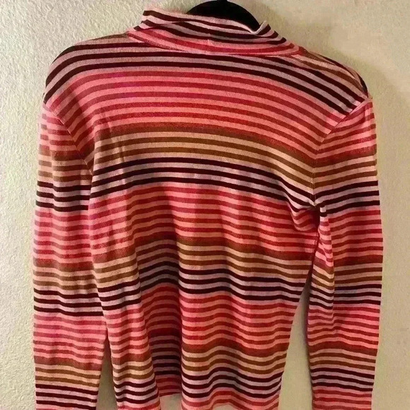Talbots mockneck pink stripe long sleeve top! - Picture 1 of 3